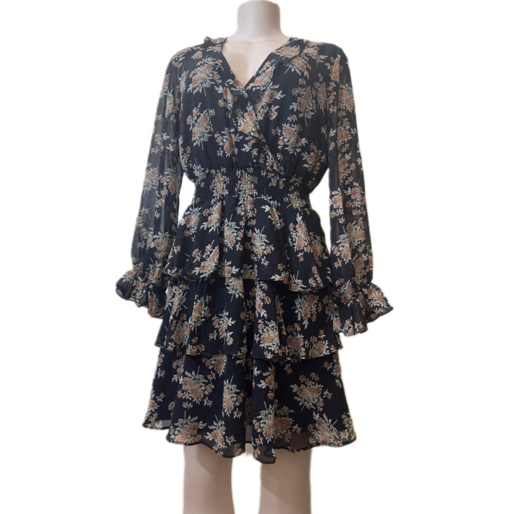 NWT She + Sky Navy Floral Long Sleeve Dress
